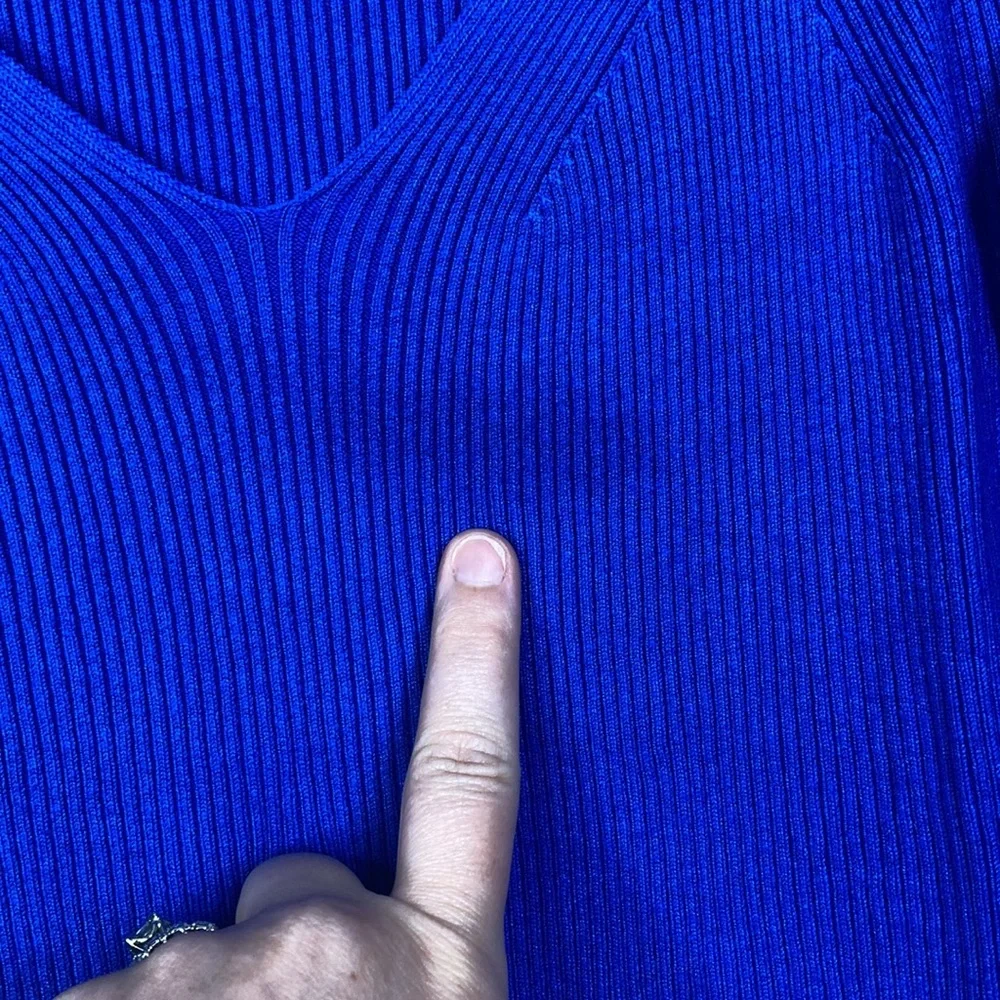 NWT Inc International Concepts Blue Ribbed Long-Sleeve Sweater Size Medi… - Picture 5 of 9